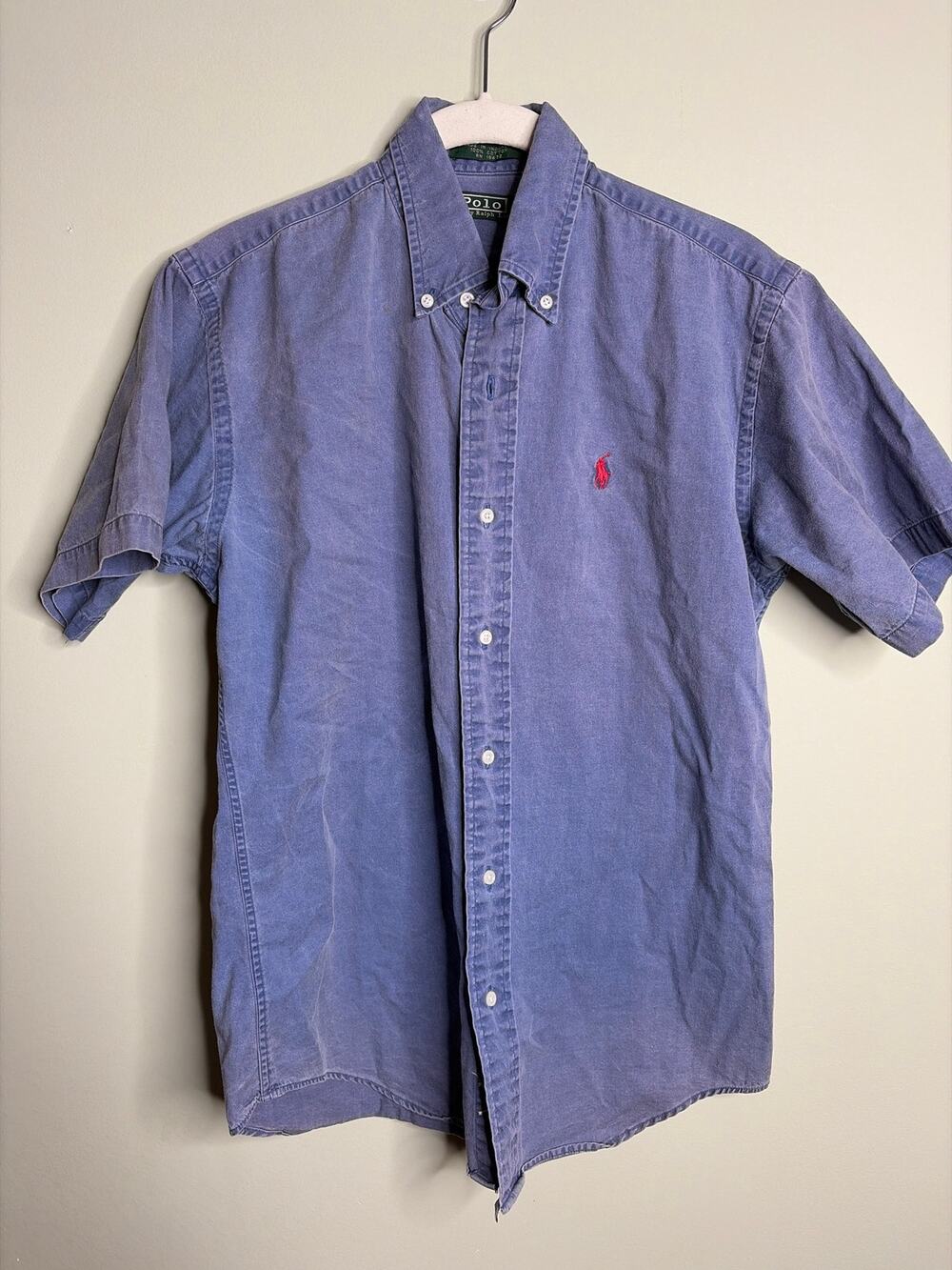 Polo Ralph Lauren boys Blue Denim Short Sleeve Button Up Large